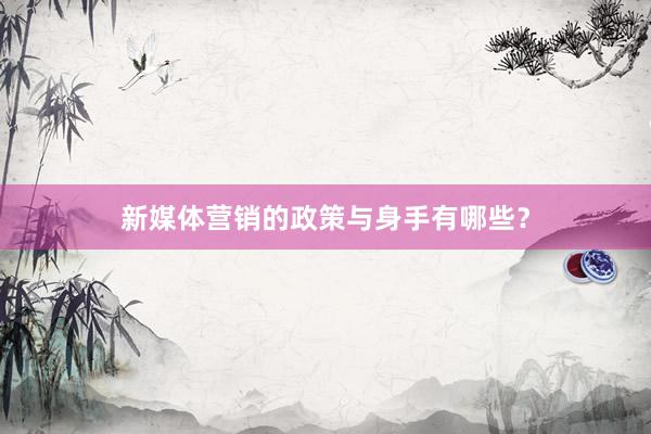 新媒体营销的政策与身手有哪些？