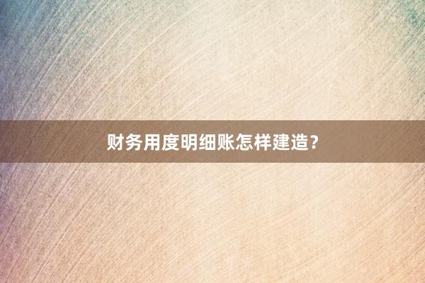 财务用度明细账怎样建造？